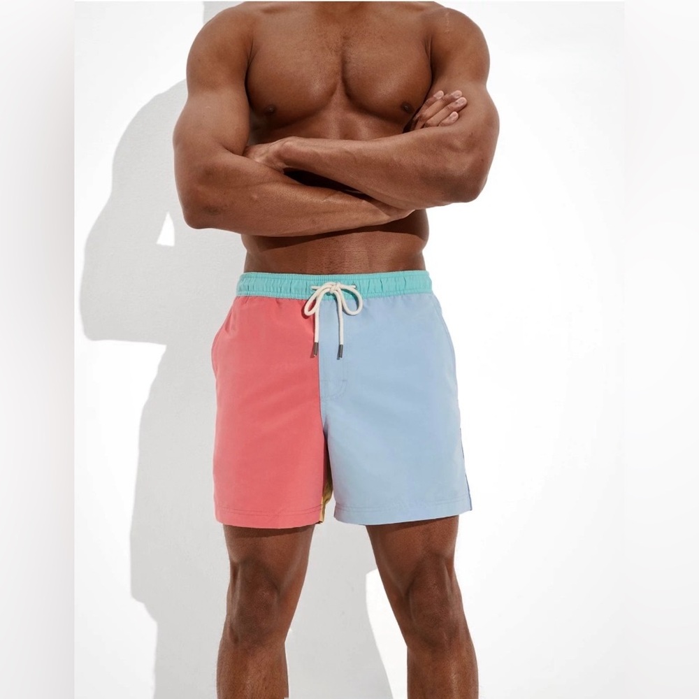 American Eagle Men's 5.5" Colorblock Flex Swim Trunks Large Above the Knee